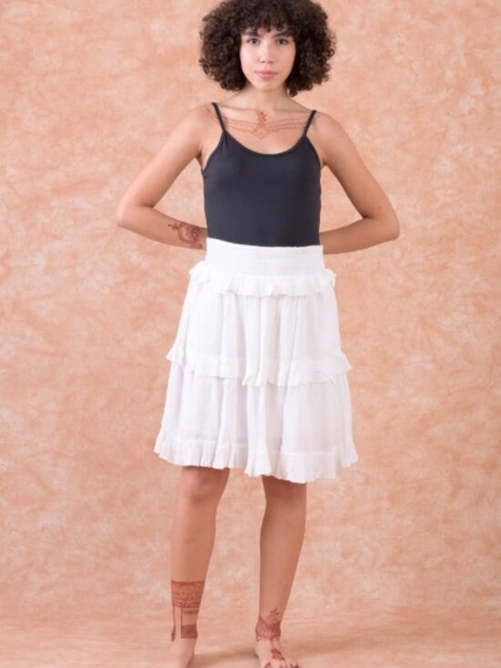 Dresses & Skirts - 250. Tiered White Viscose Skirt